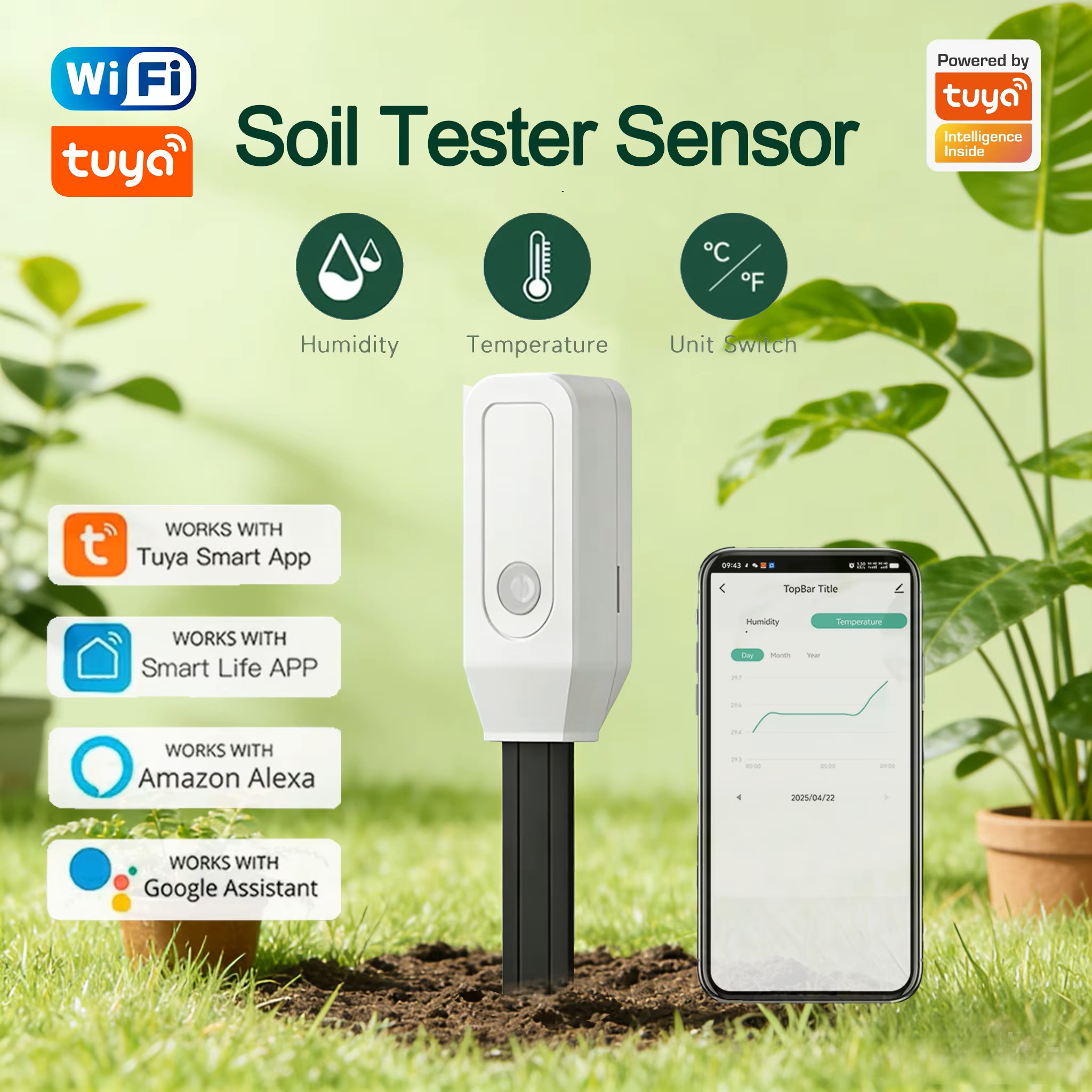 Tuya WiFi Soil Moisture Meter  - مراجعة Plant Parent App وسعره