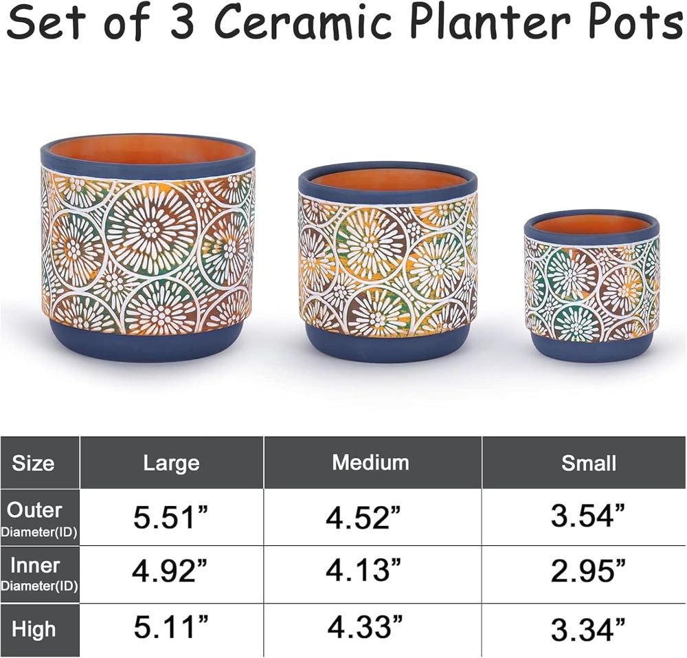 3 Piece Ceramic Plant Pots Set - مراجعة Snake Plant Ceramic وسعره